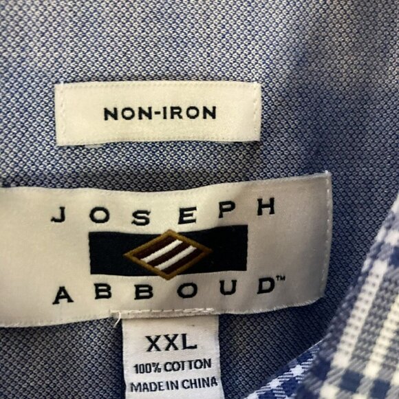 Joseph Abboud Mens Non-Iron Blue Plaid Contrast Cuff Button Down Shirt Size  XXL - Picture 5 of 12